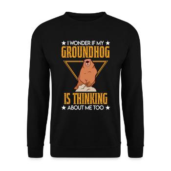 Marmot Gift Groundhog Day Marmot - Unisex Sweatshirt - black - Front - Alina (178cm) & Michal (187cm)
