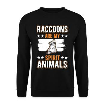 Waschbär Spirit Animal Raccoon - Unisex Pullover - Schwarz - Vorne - Alina (178cm) & Michal (187cm)