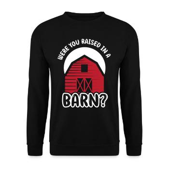 Bist Du In Einer Scheune Aufgewachsen? Papa Papi - Unisex Pullover - Schwarz - Vorne - Alina (178cm) & Michal (187cm)
