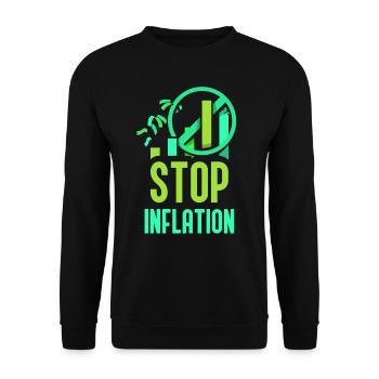 Stop Inflation Humor Money Printing Stagflation - Unisex Sweatshirt - black - Front - Alina (178cm) & Michal (187cm)