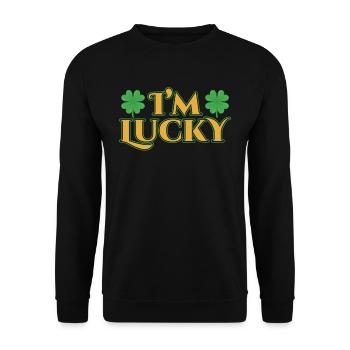 I'm lucky Gaelic Irish Ireland Irish - Unisex Sweatshirt - black - Front - Alina (178cm) & Michal (187cm)