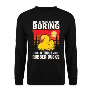 Canard en caoutchouc Cadeau Canard Grinçant Canard Bain Canard - Sweat-shirt Unisexe - noir - Devant - Alina (178cm) & Michal (187cm)