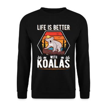 Life is better with Koalas Koala Bear - Unisex Sweatshirt - black - Front - Alina (178cm) & Michal (187cm)
