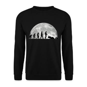 Mähroboter Evolution Mond Rasenroboter - Unisex Pullover - Schwarz - Vorne - Alina (178cm) & Michal (187cm)