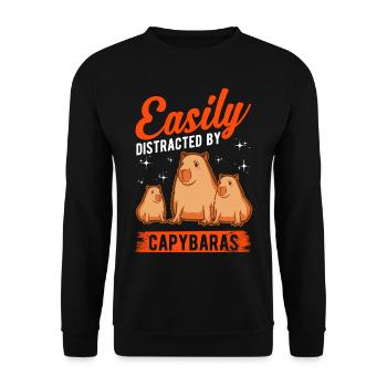 Easily distracted by Capybaras Wasserschwein - Unisex Pullover - Schwarz - Vorne - Alina (178cm) & Michal (187cm)