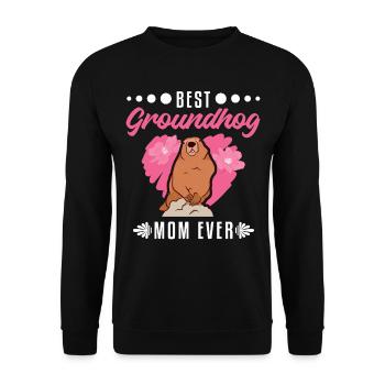 Murmeltier Mama Groundhog Mom Woodchuck - Unisex Pullover - Schwarz - Vorne - Alina (178cm) & Michal (187cm)