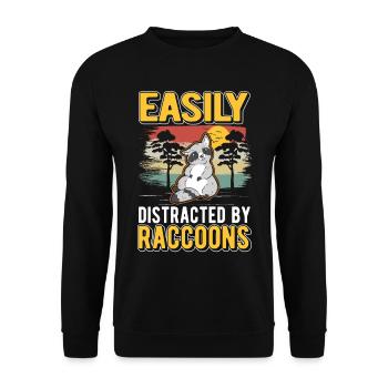 Facilement distrait par Raccoons Raccoons Raccoons Raccoon - Sweat-shirt Unisexe - noir - Devant - Alina (178cm) & Michal (187cm)