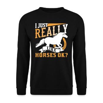 I just like horses very okay? Riding Horse - Unisex Sweatshirt - black - Front - Alina (178cm) & Michal (187cm)