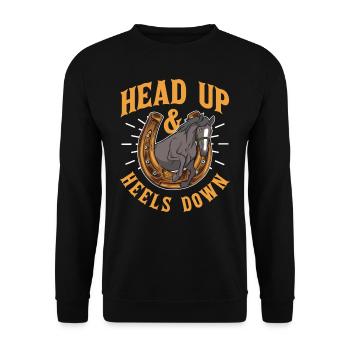 Head Up And Heels Down Rider Horse Riding - Unisex Sweatshirt - black - Front - Alina (178cm) & Michal (187cm)