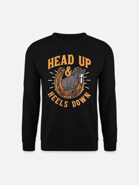 Kopf Hoch Und Fersen Runter Reiter Pferd Reiten - Unisex Pullover - Schwarz
