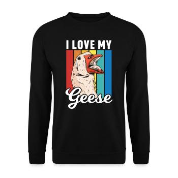 I Love My Geese Animal Owner Pet Goose - Unisex Sweatshirt - black - Front - Alina (178cm) & Michal (187cm)