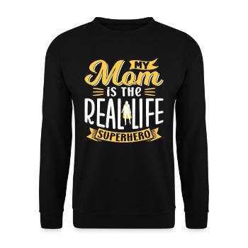Meine Mutter Ist Die Superheldin Des Lebens Mama - Unisex Pullover - Schwarz - Vorne - Alina (178cm) & Michal (187cm)