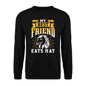 Mein Bester Freund Frisst Heu Reiten Pferd - Unisex Pullover - Schwarz - Vorne - Alina (178cm) & Michal (187cm)