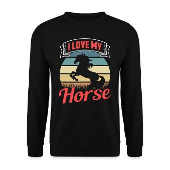 Ich Liebe Mein Pferd Reiterhof Reiten Reiter - Unisex Pullover - Schwarz - Vorne - Alina (178cm) & Michal (187cm)
