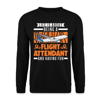 Flight Attendant Stewardess Gift Flight Attendant - Sweat-shirt Unisexe - noir - Devant - Alina (178cm) & Michal (187cm)