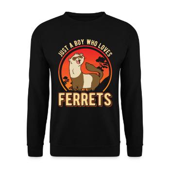 Just a Boy who loves Ferrets Frettchen - Unisex Sweatshirt - black - Front - Alina (178cm) & Michal (187cm)