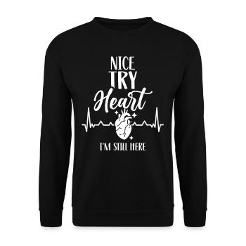 Bon cœur d’essai je suis toujours là - Sweat-shirt Unisexe - noir - Devant - Alina (178cm) & Michal (187cm)