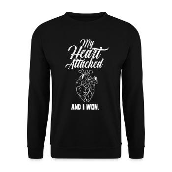 My heart attacked and I won - Unisex Sweatshirt - black - Front - Alina (178cm) & Michal (187cm)