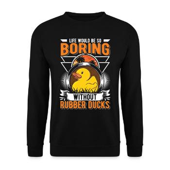 Canard en caoutchouc Cadeau Canard Grinçant Canard Bain Canard - Sweat-shirt Unisexe - noir - Devant - Alina (178cm) & Michal (187cm)