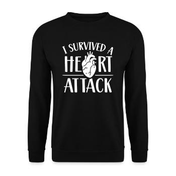 Ich Habe Einen Herzinfarkt Überlebt Herzanfall - Unisex Pullover - Schwarz - Vorne - Alina (178cm) & Michal (187cm)