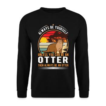 Otter Geschenk Fischotter Seeotter - Unisex Pullover - Schwarz - Vorne - Alina (178cm) & Michal (187cm)
