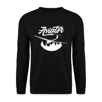 Pilot Segelflugzeug Kleinflugzeug Leichtflugzeug - Unisex Pullover - Schwarz - Vorne - Alina (178cm) & Michal (187cm)