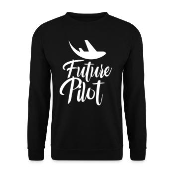 Future Pilot Jet Small Aircraft Light Aircraft - Unisex Sweatshirt - black - Front - Alina (178cm) & Michal (187cm)