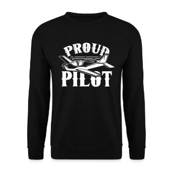 Proud Pilot Small Aircraft Jet Light Aircraft - Unisex Sweatshirt - black - Front - Alina (178cm) & Michal (187cm)