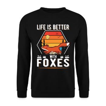 La vie est meilleure avec Foxes Fuchs - Sweat-shirt Unisexe - noir - Devant - Alina (178cm) & Michal (187cm)
