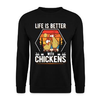 Chicken Farmer Chicken Coop - Unisex Sweatshirt - black - Front - Alina (178cm) & Michal (187cm)