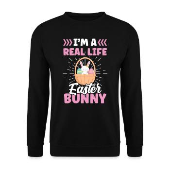 Je suis un vrai lapin de Pâques Pâques Pâques - Sweat-shirt Unisexe - noir - Devant - Alina (178cm) & Michal (187cm)