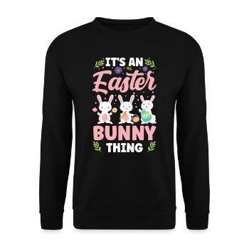 Es Ist Eine Osterhasen Sache Ostern Osterfest - Unisex Pullover - Schwarz - Vorne - Alina (178cm) & Michal (187cm)