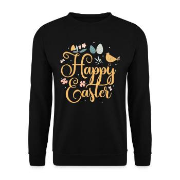 Joyeux Easter Easter Egg Dictons Lapin de Pâques - Sweat-shirt Unisexe - noir - Devant - Alina (178cm) & Michal (187cm)