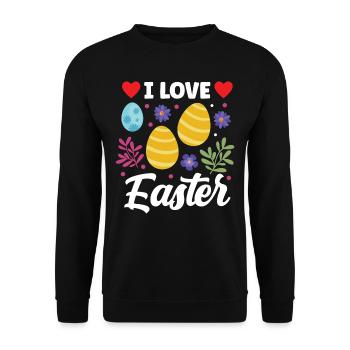 J’adore Pâques Pâques Lapin de Pâques - Sweat-shirt Unisexe - noir - Devant - Alina (178cm) & Michal (187cm)