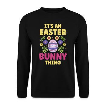 Es Ist Eine Osterhasen Sache Ostern Osterfest - Unisex Pullover - Schwarz - Vorne - Alina (178cm) & Michal (187cm)