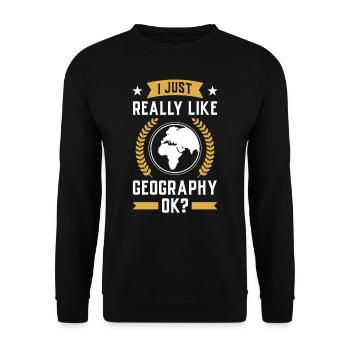 J’aime juste la géographie très bien? Géographe - Sweat-shirt Unisexe - noir - Devant - Alina (178cm) & Michal (187cm)