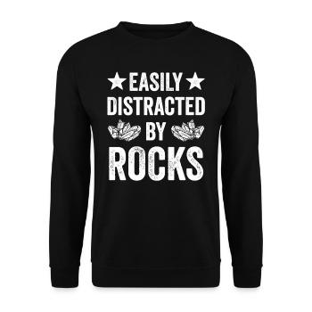 Easily distracted by stones Geology Geologist - Unisex Sweatshirt - black - Front - Alina (178cm) & Michal (187cm)