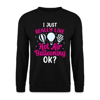 J’aime juste les promenades en montgolfière Ok? Vol - Sweat-shirt Unisexe - noir - Devant - Alina (178cm) & Michal (187cm)