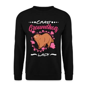 Verrückte Murmeltier Frau Crazy Groundhog lady - Unisex Pullover - Schwarz - Vorne - Alina (178cm) & Michal (187cm)