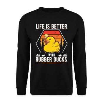 La vie est meilleure avec Rubber Ducks Rubber Duck - Sweat-shirt Unisexe - noir - Devant - Alina (178cm) & Michal (187cm)