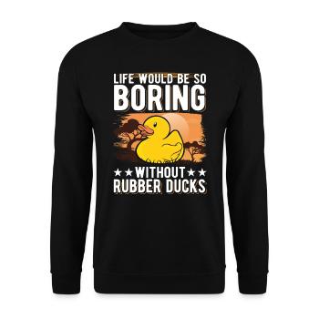Canard en caoutchouc Cadeau Canard Grinçant Canard Bain Canard - Sweat-shirt Unisexe - noir - Devant - Alina (178cm) & Michal (187cm)