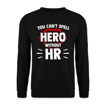 Held Kann Man Nicht Ohne Hr Buchstabieren Personal - Unisex Pullover - Schwarz - Vorne - Alina (178cm) & Michal (187cm)