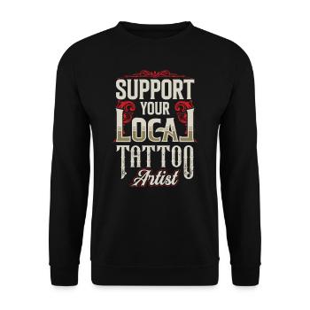 Soutenez votre tatoueur local tatoueur - Sweat-shirt Unisexe - noir - Devant - Alina (178cm) & Michal (187cm)
