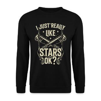J’aime juste les étoiles très bien? Télescope - Sweat-shirt Unisexe - noir - Devant - Alina (178cm) & Michal (187cm)