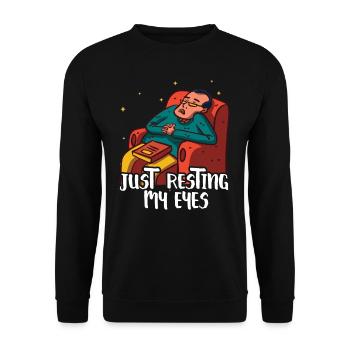 Je ne repose que mes yeux du Père Papa Papi - Sweat-shirt Unisexe - noir - Devant - Alina (178cm) & Michal (187cm)