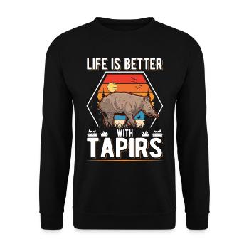 Life is better with Tapirs - Unisex Pullover - Schwarz - Vorne - Alina (178cm) & Michal (187cm)