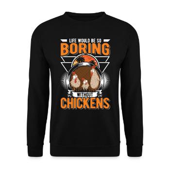 Chickens Gift Farmer Chicken Chicken Coop - Unisex Sweatshirt - black - Front - Alina (178cm) & Michal (187cm)