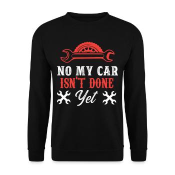 No My car is not finished yet Mechanic - Unisex Sweatshirt - black - Front - Alina (178cm) & Michal (187cm)