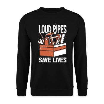 Loud exhaust systems save lives car mechanics - Unisex Sweatshirt - black - Front - Alina (178cm) & Michal (187cm)