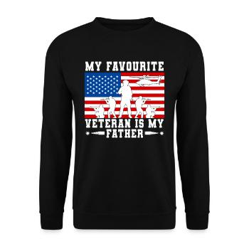 Mein Liebster Veteran Ist Mein Vater Militär - Unisex Pullover - Schwarz - Vorne - Alina (178cm) & Michal (187cm)